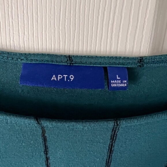 Apt. 9 Teal Twist Front Ribbed Long Sleeve Top Women’s Large - Picture 2 of 3